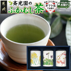 【ふるさと納税】斉光園のふかむし茶☆ギフト缶でお届け≪みやこんじょ快速便≫ - おちゃ 緑茶 斉光園の深蒸し茶 常盤 90g×3缶 茶葉セット お茶っ葉 深蒸し茶 ギフト お茶の葉 贈答用 敬老の日 送料無料 AA-C307-R 【宮崎県都城市は2年連続ふるさと納税日本一！】