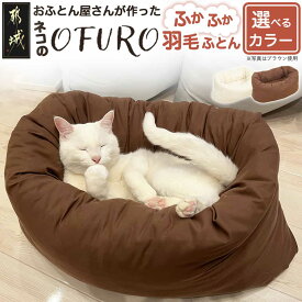 【ふるさと納税】【選べる2色！】ねこの羽毛ふとん「OFURO」 - ペットベッド 洗える 日本製 ふわふわ クッション 猫用 はいるにゃん アイボリー ブラウン 丸洗い可能 ペット用品 ふかふか 猫用品 送料無料 AF-J206 【宮崎県都城市は2年連続ふるさと納税日本一！】