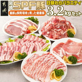 【ふるさと納税】「宮崎SPF豚 」日替わりバラエティ3.2kgセット - 宮崎県産豚 小間切れ ロースステーキ用 肩ローススライス バラ焼肉用 ロース又はバラしゃぶ 真空 SPF豚 冷凍 送料無料 16-K901【宮崎県都城市は2年連続ふるさと納税日本一！】