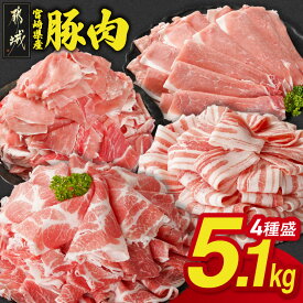 【ふるさと納税】【精肉ランキング3位獲得】《レビューキャンペーン実施中！》宮崎県産豚肉たっぷり5.1kgセット - バラスライス 肩ロース又はローススライス モモスライス 小間切れ 5.1kg 送料無料 AC-N202-CF【宮崎県都城市】