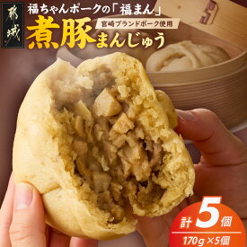 【ふるさと納税】宮崎ブランドポーク使用「福まん(煮豚まんじゅう)」5個セット - 冷凍肉まん 1個170g ブランドポーク 煮豚 もっちり 中華まん 豚まん 簡単調理 個包装 軽食 おやつ レンジ調理 蒸し器調理 送料無料 AA-N501 【宮崎県都城市は2年連続ふるさと納税日本一！】