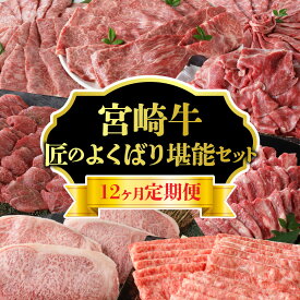 【ふるさと納税】 定期便 12ヶ月 宮崎牛 匠のよくばり堪能セット 切り落とし しゃぶしゃぶ カルビ 赤身 焼肉 ステーキ ロース スライス 肉じゃが 牛丼 肉巻き すき焼き 冷凍 厳選部位 お取り寄せ お取り寄せグルメ 送料無料