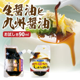 【ふるさと納税】醤油 2種類 セット 生醤油 甘口醤油 各 90ml 計 180ml パウチ 入り 国産 長期熟成 醤油麹 2年醸造 奥深い味わい 国産原料 調味料 加工品 味付け 大豆 手作り 自慢の味 宮崎県 延岡市 渡邊味噌醤油醸造株式会社 ポスト投函 お取り寄せ 送料無料