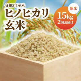 【ふるさと納税】新米 令和5年産米 お米 玄米 ヒノヒカリ 15kg×2回 むかばき山 カームファム　C049