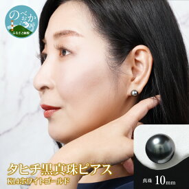 【ふるさと納税】タヒチ黒真珠 ピアス 真珠 10mm 14Kホワイトゴールド