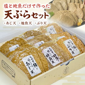 【ふるさと納税】塩と地魚だけで作った 天ぷら セット 計 27枚 岸上蒲鉾 九州産 あじ天 地魚天 ぶり天 地魚 アジ タチウオ エソ ぶり 旨み 上品 塩味 格別 味わい 素材の味 贅沢な逸品 おかず おつまみ 贈答用 ギフト用 食品 お取り寄せ 宮崎県 延岡市 送料無料