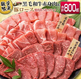 【ふるさと納税】レビューキャンペーン 数量限定 黒毛和牛 赤身肉 豚ロース 焼肉 食べ比べ セット 合計800g 肉 牛肉 豚肉 国産 ミヤチク ウデ モモ おかず お弁当 食品 BBQ キャンプ アウトドア グランピング ご褒美 記念日 お祝 お取り寄せ グルメ 宮崎県 日南市 送料無料