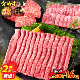 【ふるさと納税】【総合1位獲得】 2週間以内で発送【内容量・発送時期が選べる】 宮崎牛 赤身 スライス ステーキ 焼肉 400g～1.6kg 国産 肉 牛肉 薄切り 焼き肉 すき焼き しゃぶしゃぶ 黒毛和牛 4等級以上 小分け 牛丼 ギフト おすすめ ミヤチク 宮崎県 日南市 送料無料