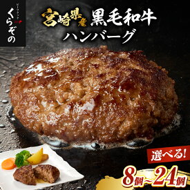 【ふるさと納税】＼選べる内容量／【宮崎県産黒毛和牛100％】黒毛和牛専門店のハンバーグ8個〜24個 ハンバーグ 肉 牛 黒毛和牛 小分け 簡単調理 牛ハンバーグ 焼くだけ 牛肉人気 おすすめ 牛肉100% 国産 国産牛 冷凍 調理済 宮崎県 惣菜 小林市 送料無料