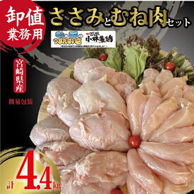 【ふるさと納税】【卸値／簡易包装／業務用】新鮮国産鶏ヘルシーささみとむね肉セット　計4.4kg