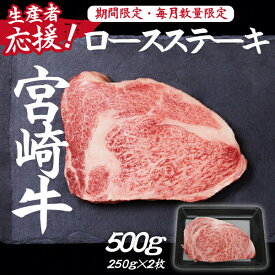 【ふるさと納税】【生産者応援！】宮崎牛ロースステーキ500g（250g×2枚 宮崎牛 和牛 国産 牛肉 霜降り ステーキ ロース 冷凍 送料無料）