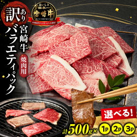 【ふるさと納税】【選べる内容量】宮崎牛訳あり焼肉 バラエティパック おためし 500g～1.5kg 牛肉 牛 肉 訳あり 焼肉 国産 国産牛 小分け 人気 おすすめ お肉 訳あり牛肉 贈答 焼肉セット ギフト 宮崎牛 人気 小分け お試し 精肉 パック お裾分け 宮崎県 小林市 送料無料