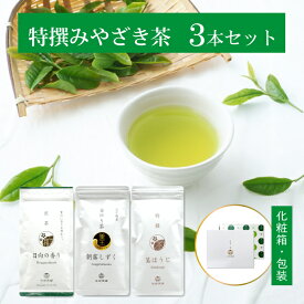 【ふるさと納税】 茶 特撰 みやざき茶 3本 セット [谷岩茶舗 宮崎県 日向市 452061602] 詰め合わせ 飲み比べ 煎茶 釜炒り ほうじ お茶 香り 和菓子 茶葉