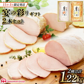 【ふるさと納税】 日本ハム 人気のハム2種大容量セット 宴の彩り 計1.22kg [日本ハムマーケティング 宮崎県 日向市 452060590] ニッポンハム はむ 豚 肉 ロースハム ステーキ ギフト 真空 冷蔵 贈答