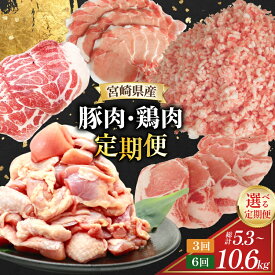【ふるさと納税】 レビューキャンペーン 豚肉 鶏肉 宮崎県産 豚 鶏 選べる 3回 6回 定期便 [南九フーズ 宮崎県 日向市 452061542] 切り落とし 小分け ロース とんかつ もも もも肉 鶏もも 鶏もも肉 【日向市は若鶏出荷額5年連続日本一】