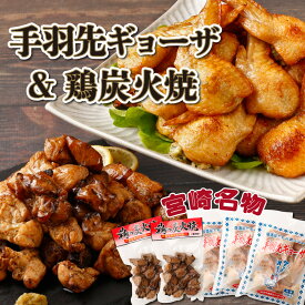 【ふるさと納税】手羽先ギョーザ（10本入×3袋）と鶏炭火焼（120g×2パック）のセット 冷凍 手羽先餃子 ギョウザ 炭火焼き鳥 おつまみ 居酒屋メニュー 国産鶏肉 国産黒豚 焼酎に合う お手軽品【クシマフーズ】【KU224】父の日におすすめ