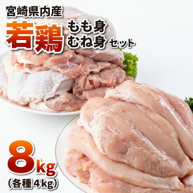 【ふるさと納税】＜選べる容量＞若鶏もも身・むね身セット 鶏肉 もも むね 真空パック 小分け 肉 鶏肉セット セット 若鶏 冷凍 料理 おかず BBQ おすすめ 宮崎県産 国産 送料無料【TRT10-2/TRT10-4/TRT10-8】