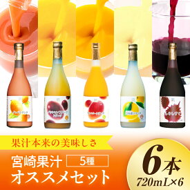 【ふるさと納税】驚きの果実感！ 宮崎果汁オススメセット(720ml×6本) 送料無料 宮崎県 串間市 果物ジュース フルーツジュース 詰め合わせ セット グァバ マンゴー 日向夏 パッションフルーツ しそしずく 贈り物 贈答 ギフト プレゼント お祝い 記念日 お歳暮 お中元 人気
