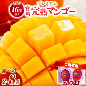【ふるさと納税】【内容量が選べる】【数量限定】糖度16度以上のプレミアム宮崎完熟マンゴー2L×2玉入 果物 マンゴー 完熟 完熟マンゴー 贈り物 贈答 ギフト 化粧箱 フルーツ デザート スイーツ 宮崎 ふるさと 希少 甘み おすすめ 宮崎県 串間市 送料無料