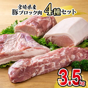 【ふるさと納税】宮崎県産豚肉ブロック4種セット(合計3.5kg)宮崎県 西都市 国産 小分け YA