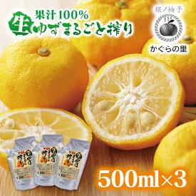【ふるさと納税】「銀の柚子」生ゆずまるごと搾りセット500ml×3 (保存料不使用)　かぐらの里 国産 宮崎県 西都市産＜4-6a＞