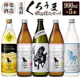 【ふるさと納税】神楽酒造 くろうま飲み比べ5本セット 宮崎 焼酎 25度 麦焼酎＜18-50a＞