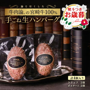 【ふるさと納税】宮崎牛100%手ごねハンバーグ2種「牛肉論。」 ふるさと納税 ハンバーグ ポルチーニ トリュフ 牛肉 国産<2.1-8>お歳暮ギフト対応可