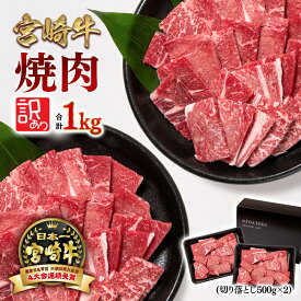 【ふるさと納税】「宮崎牛」訳あり 切り落とし焼肉用1kg（500g×2）「数量限定」宮崎牛 焼肉 黒毛和牛 宮崎県 西都市 牛 肉 牛肉 BBQ 国産 ミヤチク ＜1.9-17＞