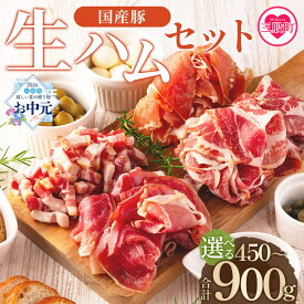 【ふるさと納税】内容が選べる＜国産豚生ハムバラエティーセット(計450g/900g)＞ 豚モモ 豚バラ 肩肉 スライス 切り落とし パンチェッタ 短冊 コッパスライス サラダ おつまみ 小分け ギフト 贈り物 レビュー 高評価【MI270-pl】【株式会社プラス】