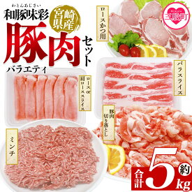 【ふるさと納税】＜和豚味彩 豚肉バラエティ約5kgセット＞ バラエティー 国産 ぶた お肉 ブタ 精肉 切り落し こま 小間切れ 豚コマ バラ肉 使いやすい パック 冷凍 保存 切り身 スライス おかず お弁当 惣菜 ポークカレー 肉じゃが 料理 アレンジ 【MI554-tr】【TRINITY】