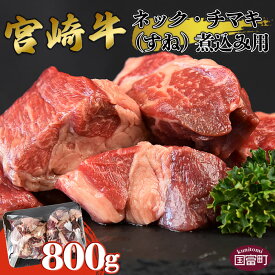 【ふるさと納税】＜宮崎牛ネック・チマキ（すね）煮込み用 800g＞※入金確認後、翌月末迄に順次出荷します。牛肉 赤身 和牛 黒毛和牛 真空 角切り 小分け カット済み カレー シチュー ポトフ 煮込み 食べて応援 国産 特産品 送料無料 宮崎県 国富町 0383_ty【冷凍】