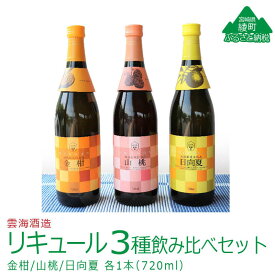 【ふるさと納税】リキュール3種飲み比べセット 日向夏 金柑 山桃 詰め合わせ