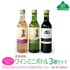 【ふるさと納税】雲海ワイン お試しミニボトル 3種類 白 ブルーベリー 飲みやすい 甘口 ワイン 少量 360ml（02-112）