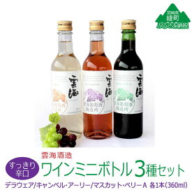 【ふるさと納税】雲海ワイン お試しミニボトル 3種類 白 ロゼ 赤 ワイン 少量 360ml(02-54)