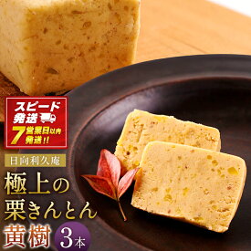 【ふるさと納税】【7営業日発送!!】＜極上の栗きんとん「黄樹」3本＞ 利久庵 おうじゅ お菓子 和菓子 栗餡 スイーツ 宮崎県 高鍋町【冷凍】【TVで話題沸騰！】