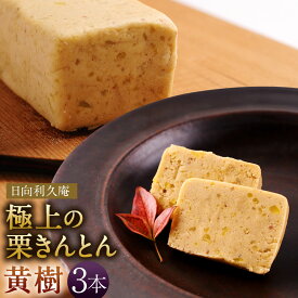 【ふるさと納税】＜極上の栗きんとん「黄樹」3本＞ ※入金確認後、翌月末迄に順次出荷します。 利久庵 おうじゅ お菓子 和菓子 栗餡 スイーツ 宮崎県 高鍋町【冷凍】【TVで話題沸騰！】
