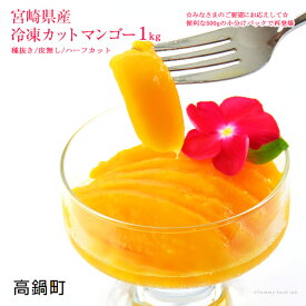 【ふるさと納税】＜宮崎県産冷凍カットマンゴー1kg＞※2か月以内に順次出荷致します。 種・皮を除いた可食部のみで500g×2！管理された工場内で加工作業を行います。 小分け 冷凍マンゴー フルーツ 特産品 ひょっとこ堂 宮崎県 高鍋町【冷凍】