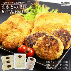 【ふるさと納税】＜まさとの黒豚加工品セットミニ 3種計12個＞ ※入金確認後、翌々月末迄に順次出荷します。 豚肉 メンチカツ ハンバーグ ミルフィーユカツ 黒潮工房 宮崎県 高鍋町 【冷凍】