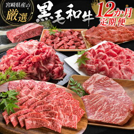 【ふるさと納税】＜年末限定＞宮崎県産黒毛和牛 12か月定期便 国産 牛肉 焼肉 ステーキ すき焼き しゃぶしゃぶ 精肉 冷凍