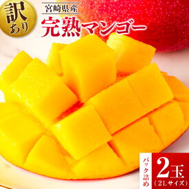 【ふるさと納税】先行予約 ＜訳あり＞ 完熟マンゴー 宮崎県産 2Lサイズ 2玉 フルーツ 果物
