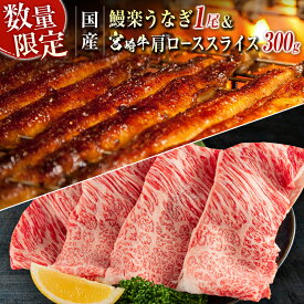 【ふるさと納税】鰻楽 国産 うなぎ 1尾 140g ＆ 宮崎牛 肩ロース スライス 300g 国産 肉 牛肉 ご飯 おかず