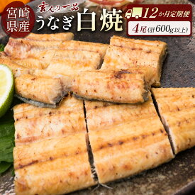 【ふるさと納税】［玄人の一品］うなぎ白焼き 4尾×12ヶ月定期便（150～200g程度/1尾あたり) 宮崎県産鰻 蒲焼タレ付