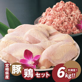 【ふるさと納税】宮崎県産豚・鶏6kgセット - 鶏むね肉3kg 豚肉ミンチ3kg 国産鶏肉 鶏ムネ肉 国産豚肉 挽肉 豚挽き肉 ひき肉 冷凍 送料無料【宮崎県木城町】