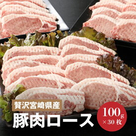 【ふるさと納税】贅沢宮崎県産豚肉ロース100gカット30枚 - 小分け 総重量 約3kg とんかつ用 筋切り加工済み とんかつ肉 国産豚肉 総重量3kg 生姜焼き/トンテキ/ポークソテーに きめが細やかで上品な味わいの豚ロース ファミリー向け 冷凍 送料無料【宮崎県木城町】