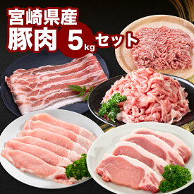 【ふるさと納税】宮崎県産豚肉5kgセット - 豚肉詰め合わせセット バラエティセット 小分けパック ローススライス/豚バラスライス/ロースカツ用/切り落し/豚ミンチ 大容量 冷凍配送 家庭料理 ジューシーな肉質 ファミリーセット 送料無料 【宮崎県木城町】