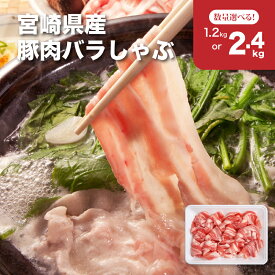 【ふるさと納税】1パック300g！豚肉バラしゃぶ小分けセット - 1.2kg/2.4kg 豚バラ肉 宮崎県産豚肉 しゃぶしゃぶ肉 スライス肉 薄切り しゃぶしゃぶ用 トレー包装 冷凍配送 しゃぶしゃぶセット 豚バラスライス 送料無料【宮崎県木城町】