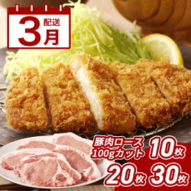 【ふるさと納税】3月配送★宮崎県産豚肉ロース100gカット - お試し10枚/20枚/30枚 小分け とんかつ用 筋切り加工済み とんかつ肉 国産豚肉 総重量3kg 生姜焼き/トンテキ/ポークソテーに 豚ロース ファミリー向け 冷凍 送料無料【宮崎県木城町】
