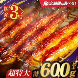 【ふるさと納税】≪選べる内容量≫ うなぎ 蒲焼 特大 3尾 さんしょう たれ付き 計600g以上 総重量1.8kg以上 定期便 丑の日 ひつまぶし うな重 国産 鰻 高評価 贈り物 ギフト うなぎ長焼 鰻楽 小分け 真空パック リピーター続出 宮崎県 都農町 送料無料 レビューキャンペーン