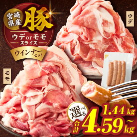 【ふるさと納税】訳あり 【内容量・発送月が選べる】 宮崎県産 豚 スライス (ウデ・モモ) ＆ 粗挽きウインナー セット 合計1.44kg 合計2.34kg 合計4.59kg 肉 豚肉 赤身肉 小分け 詰め合わせ 焼肉 BBQ 国産 人気 おすすめ 豚丼 数量限定 ギフト 冷凍 ミヤチク 都農町 送料無料