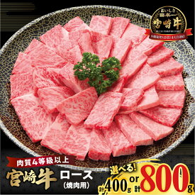 【ふるさと納税】【内容量が選べる】宮崎牛 ロース (焼肉用) 400g 800g 肉 牛肉 国産 牛 食品 ディナー キャンプ グランピング 焼肉 焼き肉 BBQ バーベキュー 鉄板焼き パーティー お祝い 贈り物 ギフト 贈答 ご褒美 贅沢 お取り寄せ 人気 おすすめ 宮崎県 都農町 送料無料